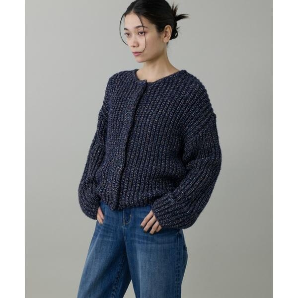 イネド（INED）/《大きいサイズ》片畦クルーネックカーディガン