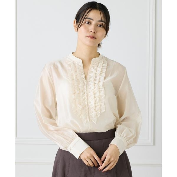 イネド（INED）/《大きいサイズ》ラッフルブラウス