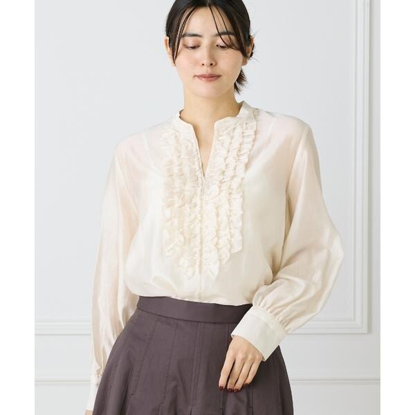 イネド（INED）/《大きいサイズ》ラッフルブラウス