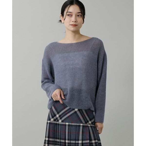 イネド（INED）/《大きいサイズ》アルパカ混 片畦ボートネックプルオーバー