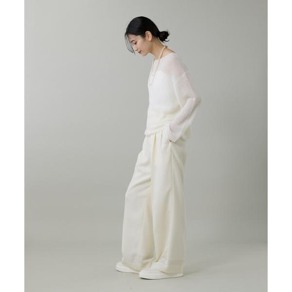 イネド（INED）/《大きいサイズ》アルパカ混 片畦ボートネックプルオーバー