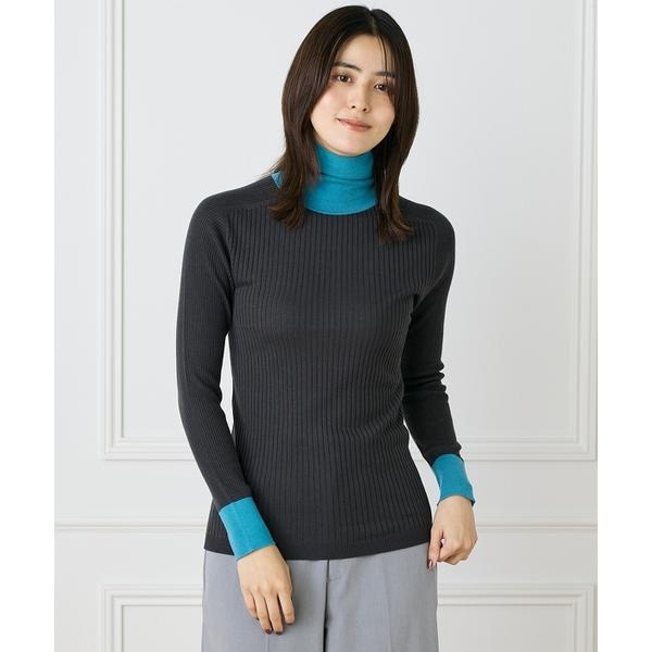 イネド（INED）/《大きいサイズ》リブタートルニット《Cuoo》