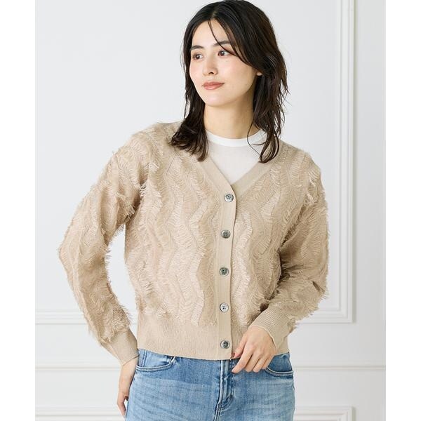 イネド（INED）/《大きいサイズ》フリンジVネックカーディガン