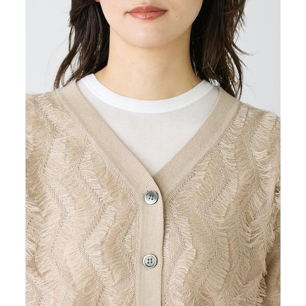 イネド（INED）/《大きいサイズ》フリンジVネックカーディガン