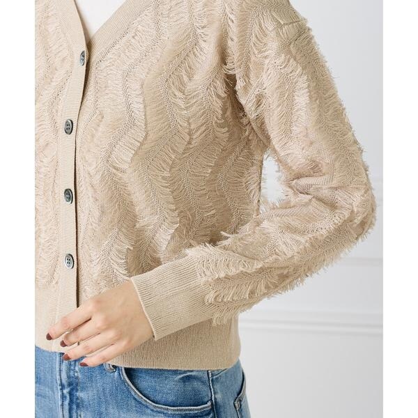 イネド（INED）/《大きいサイズ》フリンジVネックカーディガン