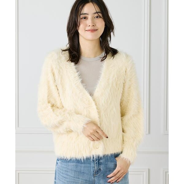 イネド（INED）/Vネックファーカーディガン《YVON》