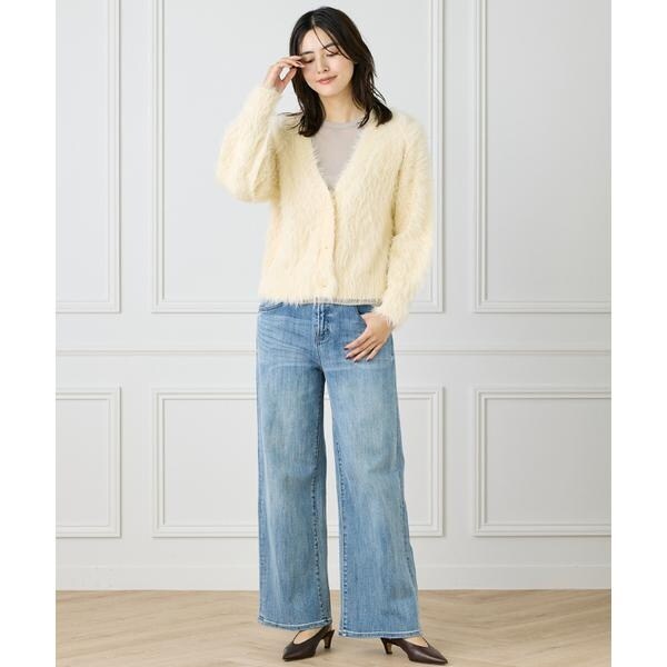 イネド（INED）/Vネックファーカーディガン《YVON》