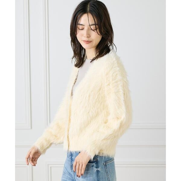 イネド（INED）/Vネックファーカーディガン《YVON》