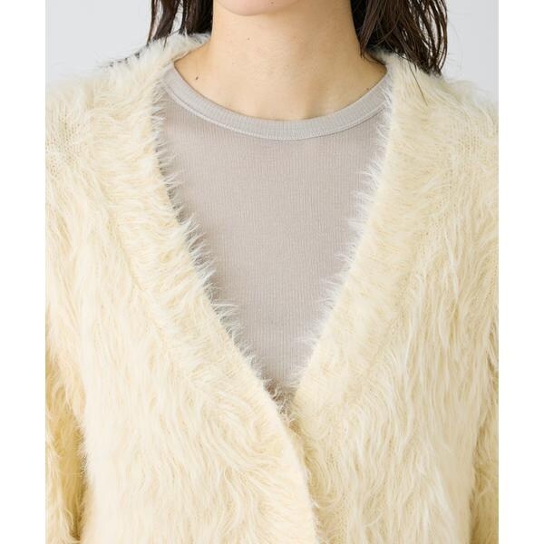 イネド（INED）/Vネックファーカーディガン《YVON》