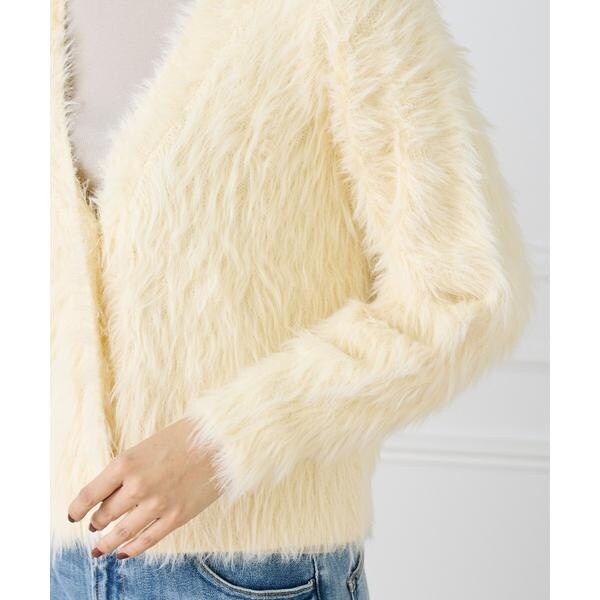 イネド（INED）/Vネックファーカーディガン《YVON》