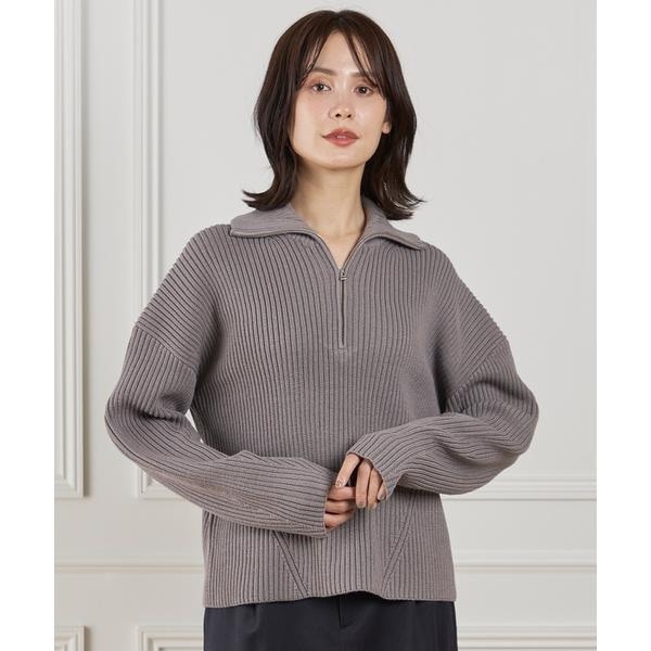イネド（INED）/《大きいサイズ》ハーフジッププルオーバーニット