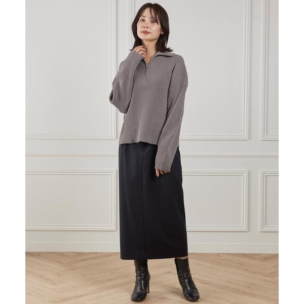 イネド（INED）/《大きいサイズ》ハーフジッププルオーバーニット