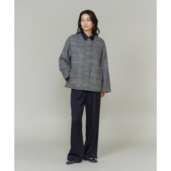 イネド（INED）/《大きいサイズ》ノーカラーショートコート