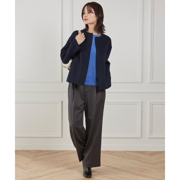 イネド（INED）/《大きいサイズ》ノーカラーショートコート