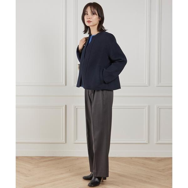 イネド（INED）/《大きいサイズ》ノーカラーショートコート