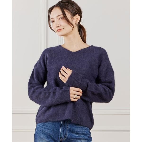 イネド（INED）/チャイニーズラクーンVネックニット