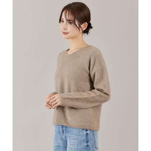 イネド（INED）/《大きいサイズ》チャイニーズラクーンVネックニット