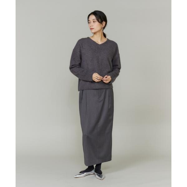 イネド（INED）/《大きいサイズ》チャイニーズラクーンVネックニット