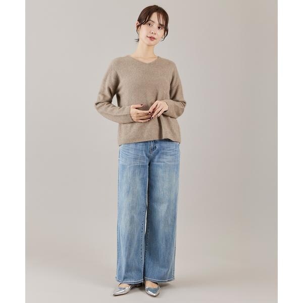 イネド（INED）/《大きいサイズ》チャイニーズラクーンVネックニット