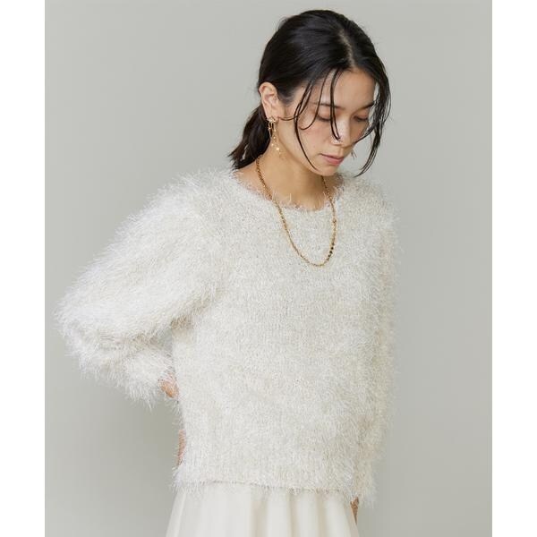 イネド（INED）/《大きいサイズ》シャギーヤーンニットプルオーバー