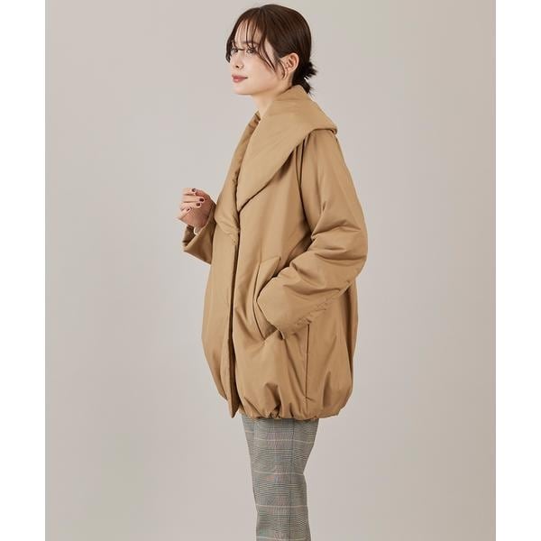 イネド（INED）/《大きいサイズ》ショールカラーミドル丈中綿コート
