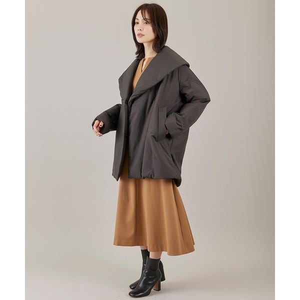 イネド（INED）/《大きいサイズ》ショールカラーミドル丈中綿コート