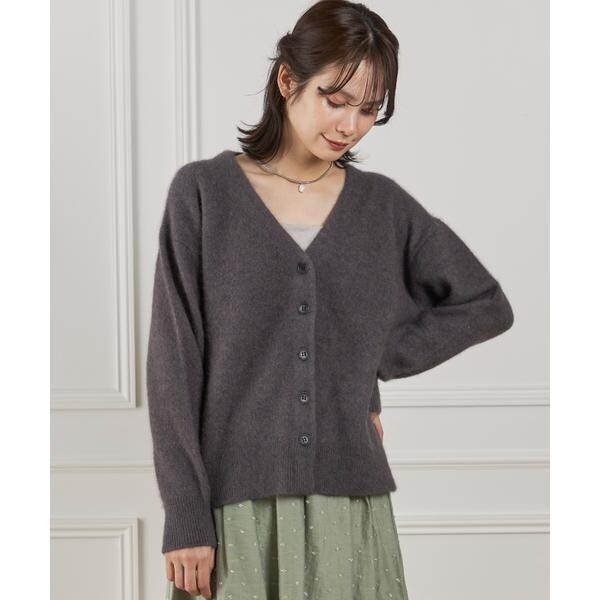イネド（INED）/《大きいサイズ》チャイニーズラクーンVネックカーディガン
