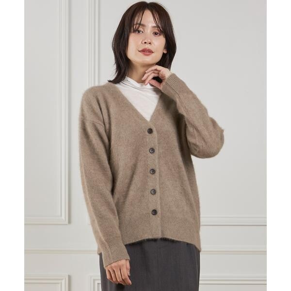 イネド（INED）/《大きいサイズ》チャイニーズラクーンVネックカーディガン