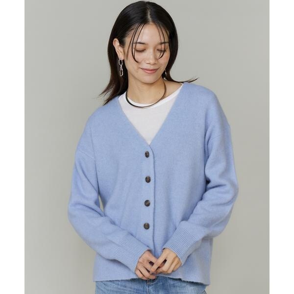 イネド（INED）/《大きいサイズ》チャイニーズラクーンVネックカーディガン
