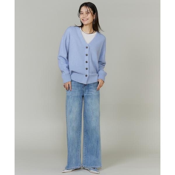 イネド（INED）/《大きいサイズ》チャイニーズラクーンVネックカーディガン