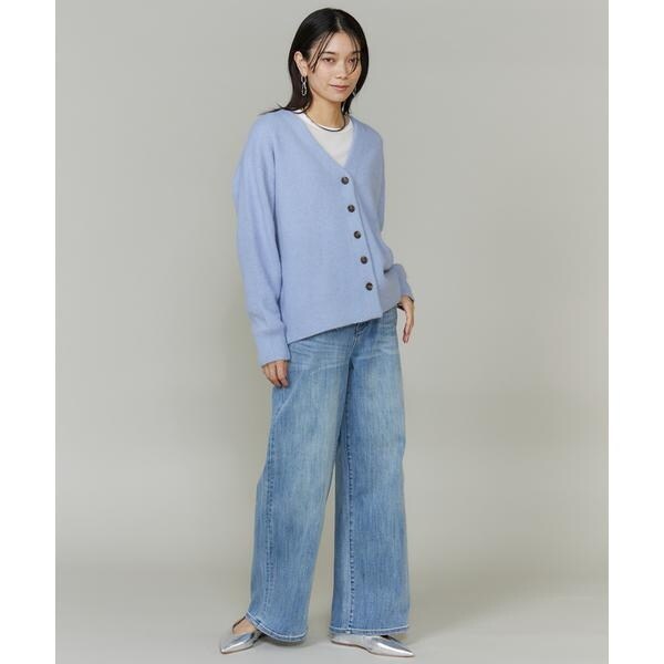 イネド（INED）/《大きいサイズ》チャイニーズラクーンVネックカーディガン