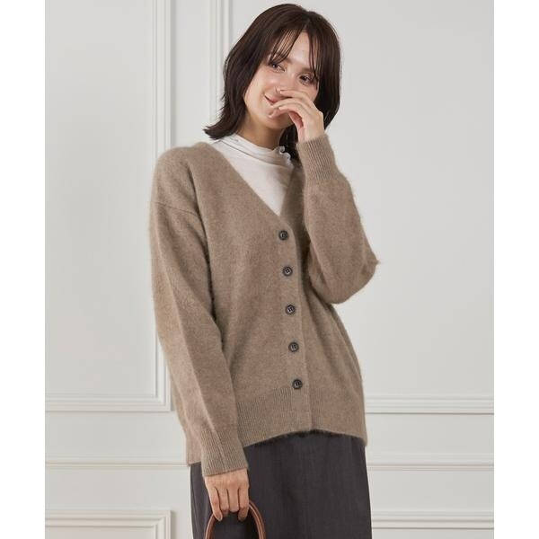 イネド（INED）/《大きいサイズ》チャイニーズラクーンVネックカーディガン