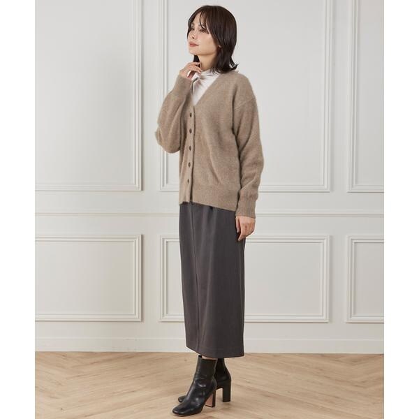 イネド（INED）/《大きいサイズ》チャイニーズラクーンVネックカーディガン