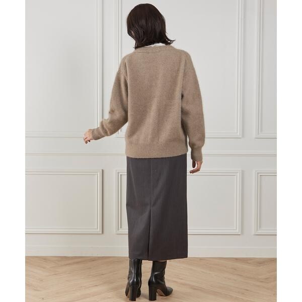 イネド（INED）/《大きいサイズ》チャイニーズラクーンVネックカーディガン