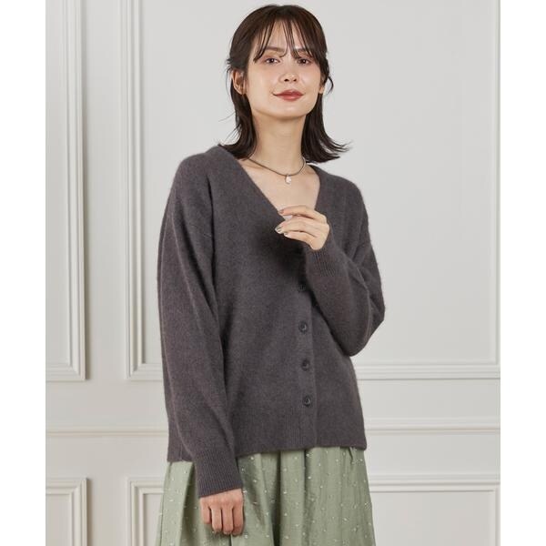 イネド（INED）/《大きいサイズ》チャイニーズラクーンVネックカーディガン