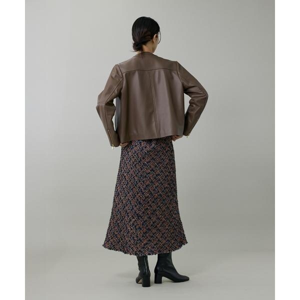 イネド（INED）/《大きいサイズ》ラムレザー ジップアップブルゾン