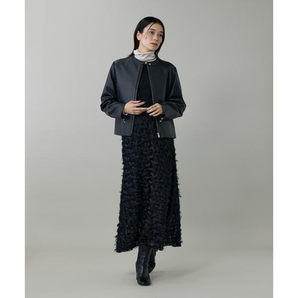 イネド（INED）/《大きいサイズ》ラムレザー ジップアップブルゾン