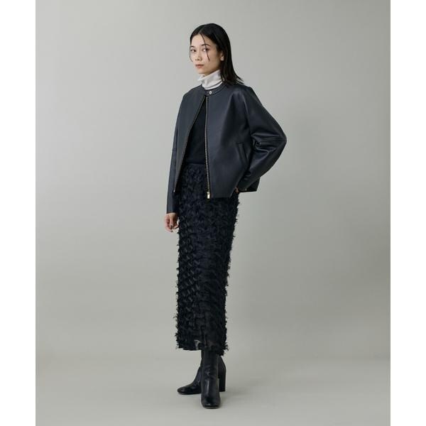 イネド（INED）/《大きいサイズ》ラムレザー ジップアップブルゾン