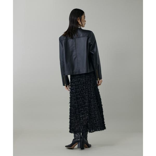 イネド（INED）/《大きいサイズ》ラムレザー ジップアップブルゾン