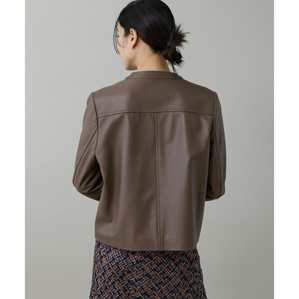 イネド（INED）/《大きいサイズ》ラムレザー ジップアップブルゾン