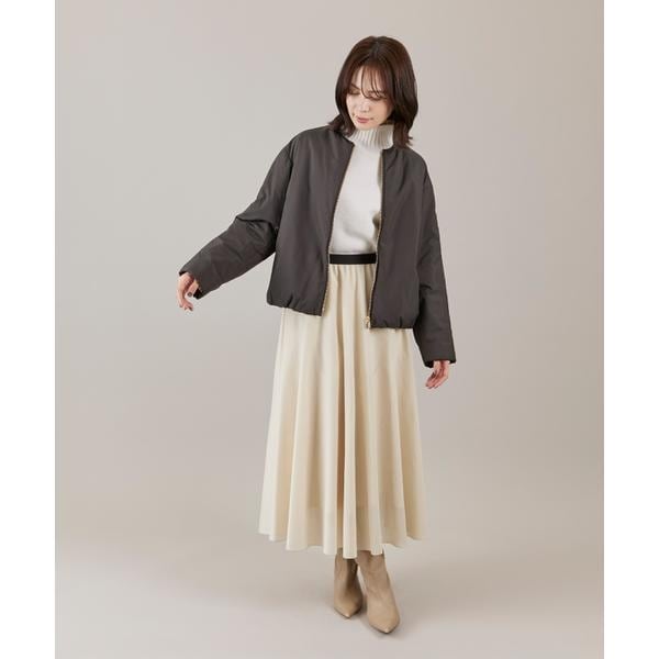 イネド（INED）/《大きいサイズ》ノーカラー中綿ブルゾン