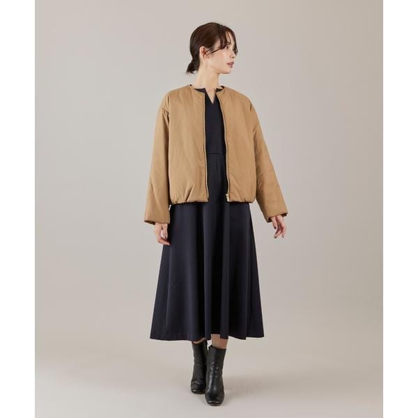 イネド（INED）/《大きいサイズ》ノーカラー中綿ブルゾン