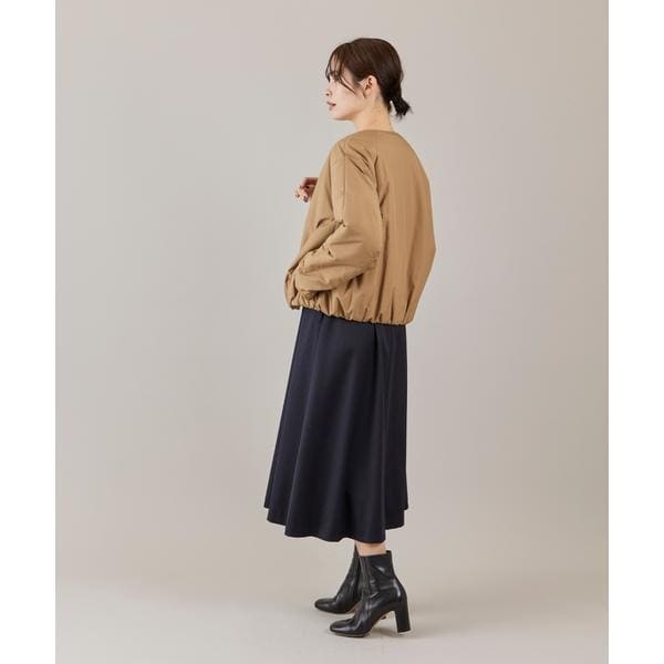 イネド（INED）/《大きいサイズ》ノーカラー中綿ブルゾン