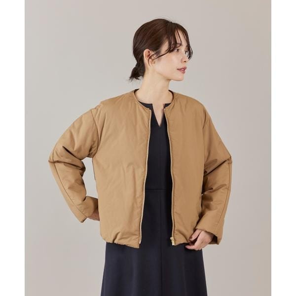 イネド（INED）/《大きいサイズ》ノーカラー中綿ブルゾン