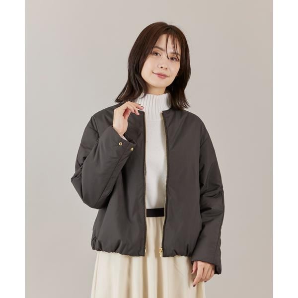 イネド（INED）/《大きいサイズ》ノーカラー中綿ブルゾン