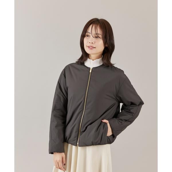 イネド（INED）/《大きいサイズ》ノーカラー中綿ブルゾン