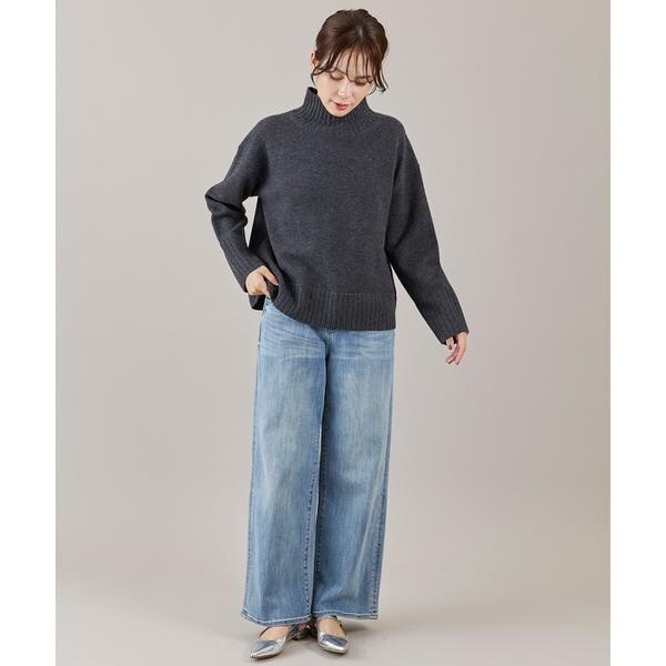 イネド（INED）/《大きいサイズ》ハイネックプルオーバーニット