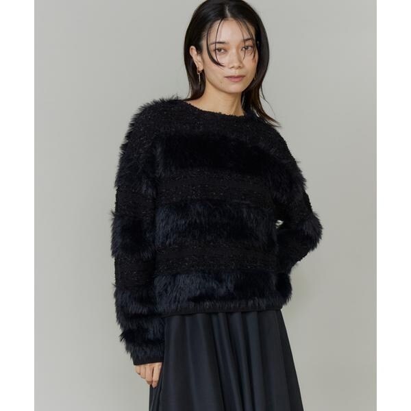 【NEW】イネド（INED）/《大きいサイズ》フェザーヤーンプルオーバー