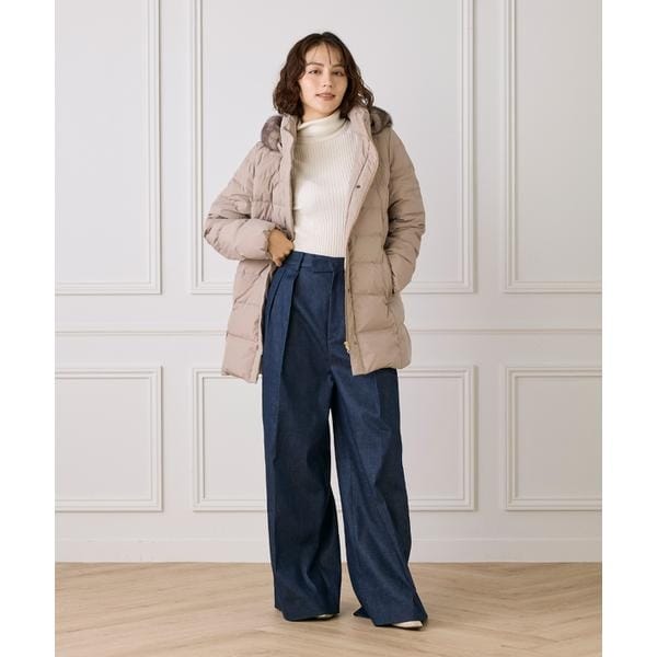 【NEW】イネド（INED）/《WEB限定》ミドル丈 フェイクファーフードダウンコート