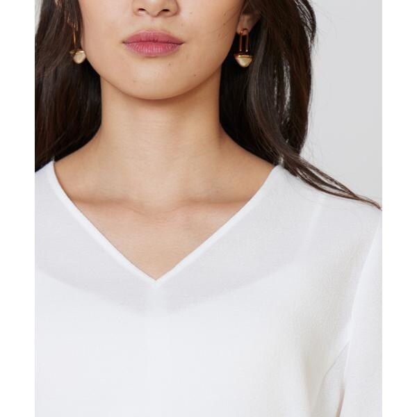 【NEW】イネド（INED）/《大きいサイズ》Vネックブラウス